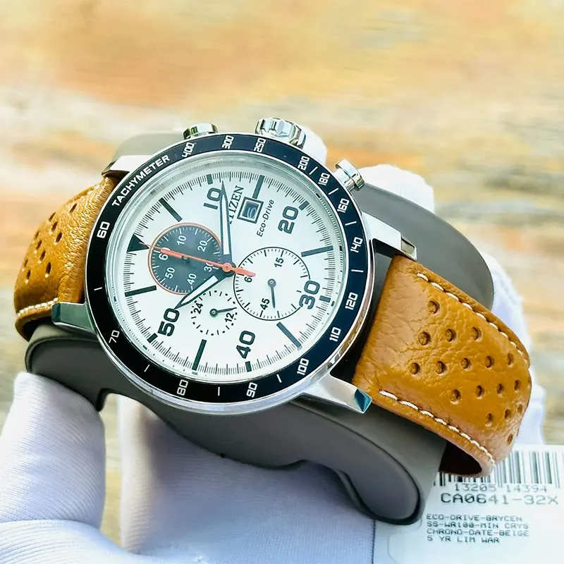 Citizen Brycen Eco-Drive Chronograph Brown Leather Men's Watch- CA0641-32X